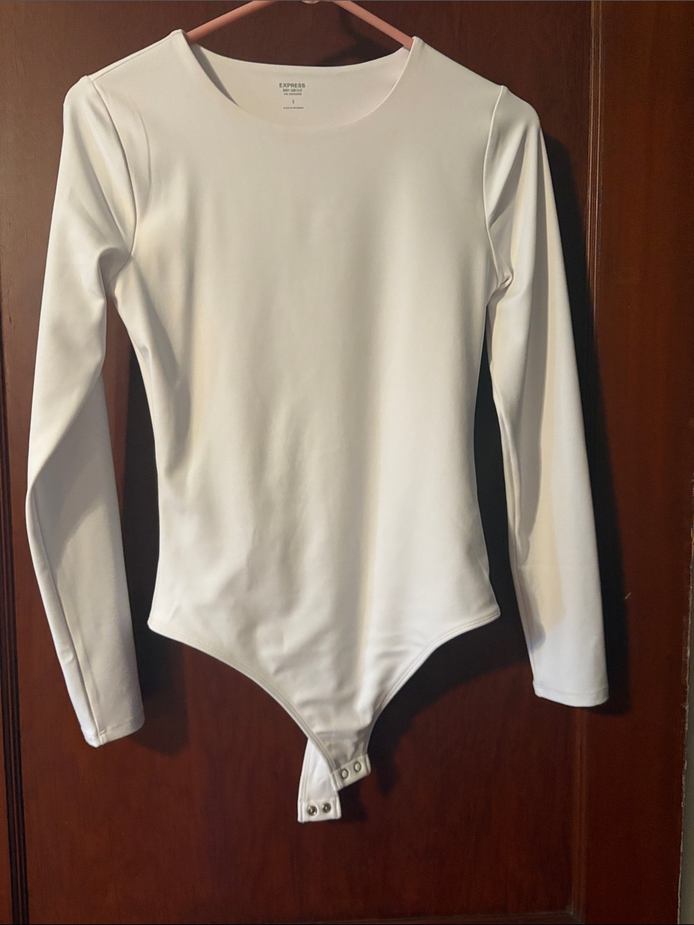 Express White Long-Sleeve One-Piece Bodysuit